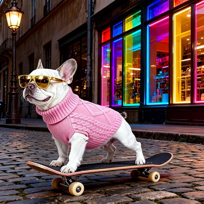 Medium/Large Dog Sweater, Warm Comfy Stretch Dog Winter Coat w/Sleeves & High Neck, Premium Dog Clothes for Labrador-Best for Holidays, Daily Walks XL Pink