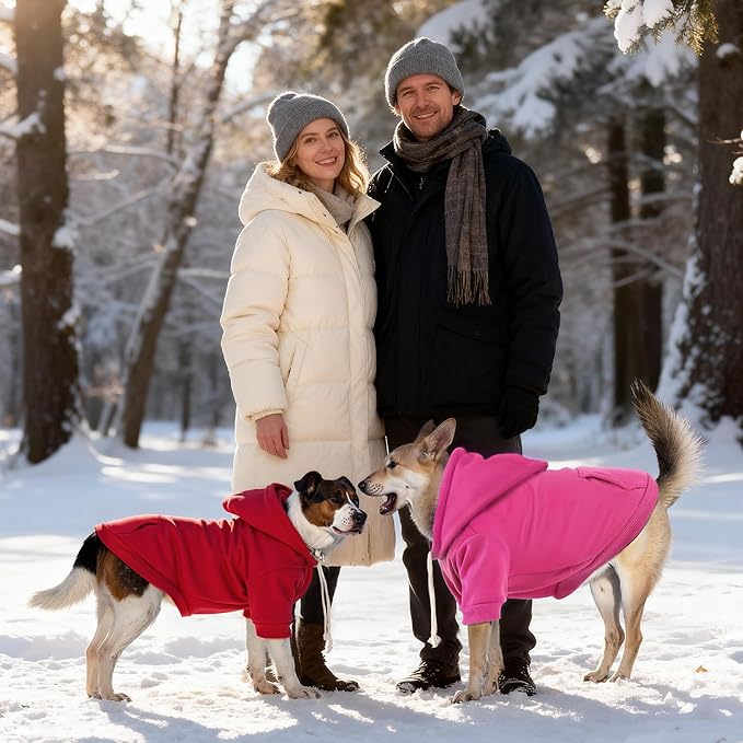 Dog Basic Hoodie Ultra-Soft Plaid Dog Clothes Cold Weather Sweaters for Medium Large Dogs Breathable Cozy Fabric Pet Coat Warm Stylish Sweatshirt with Leash Hole Pocket Dogs Jacket for Cats Boys Girls