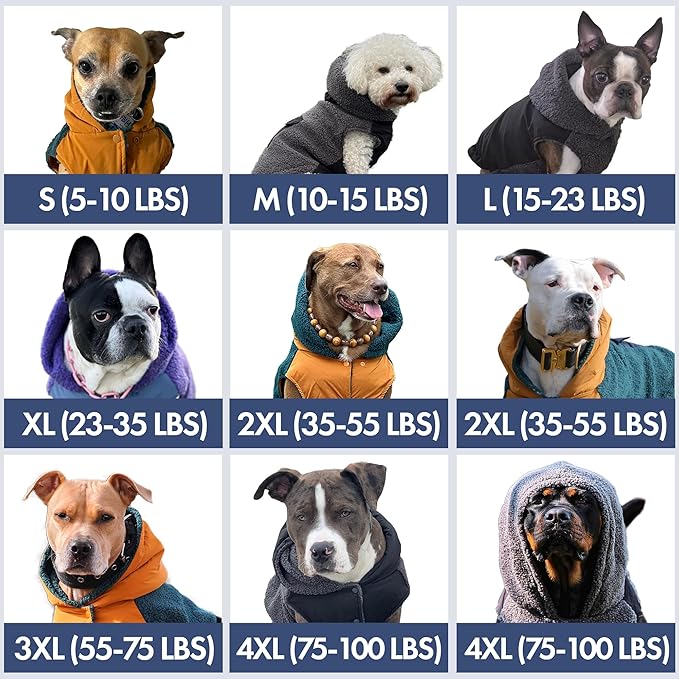 Spark Paws Reversible Dog Sweater, Sherpa Jacket Vest with Warm Fleece Lining, Warm Coat for Winter, Suitable for Small Medium, Large, XL XXL Dogs - Purple and Navy Blue - S