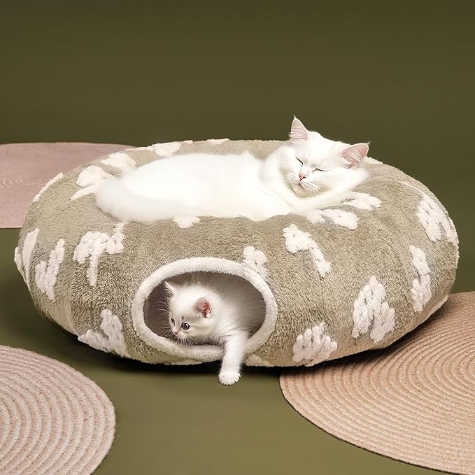 Pesen Cat Tunnel Bed with Soft Cushion, Cat Toys for Indoor Cats Enhance Bonding Between Pets and Owners, Encourage Exploration, and Satisfy Natural Instincts for Kittens, Dogs, and Rabbits