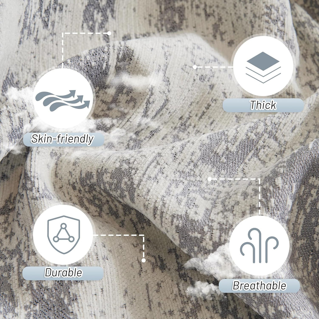 MYSKY HOME Boho Couch Cover for Dogs Washable Grey Abstract Couch Sofa Protector for Loveseat Sofa with Pets Friendly Chenille Geometric Sofa Covers Soft Durable Farmhouse Sofa Slipcovers, 91" X118"