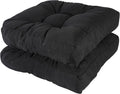 RACE LEAF 17" x 17" Patio Chair Cushions Black - Outdoor/Indoor Tufted Memory Foam Chair Pads Set of 2, Water-Resistant Olefin Chair Seat Cushion Non-Slip Backing