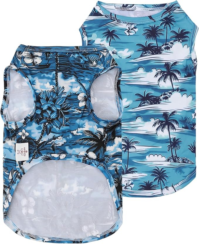 CuteBone Dog Shirts 2-Pack Soft Pet Clothes Breathable Summer Vest for Small Puppy and Stretchy Cat Apparel 2BX19M