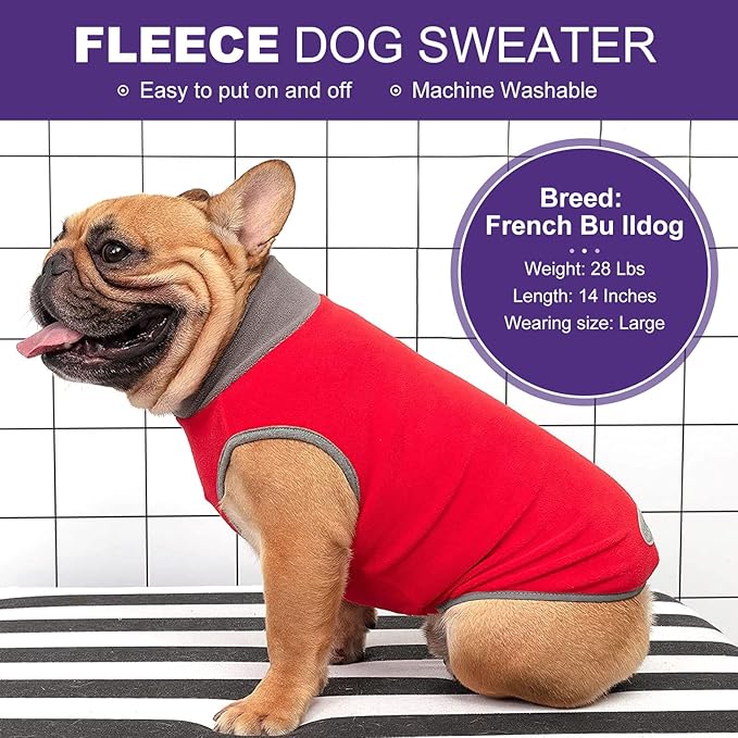 cyeollo 2 Pack Dog Sweaters Stretchy Fleece Sweatshirt with Leash Hole Pullover Stretchable Reflective Dog Sweater Pet Clothes for Small Puppy Dogs Cats Apparel Size S