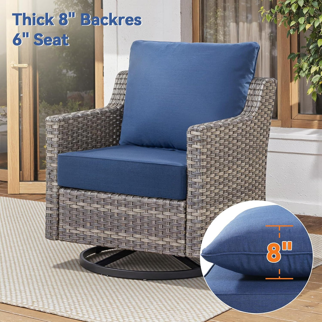 6" Thick Outdoor Cushions 24x24x6, 5-Set Deep Seat Patio Cushions with Removable Cover, Waterproof & Fade Resistant Replacement for Wicker Chair, Loveseat, Sofa - Blue