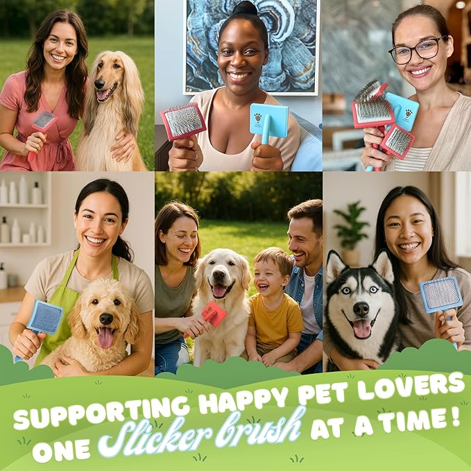 Dog Slicker Brush for Grooming Pet Hair - Best For Poodle & Golden Doodle - Long Haired Brush For Dogs - Goldendoodle Long Pins Tool For Dematting- Ideal Gift for Pet Groomers