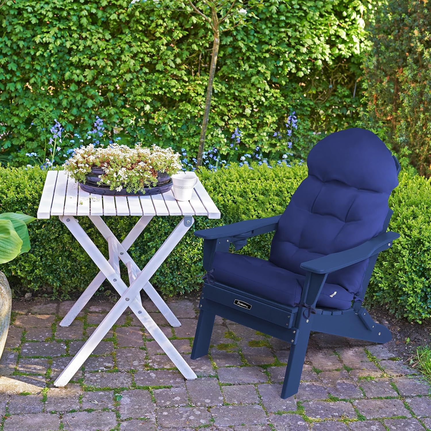 FUNBERRY Adirondack Chair Cushion, Thicken Comfy Cushions for Rocker Non Slip Fade Shield Waterproof High Back with Ties