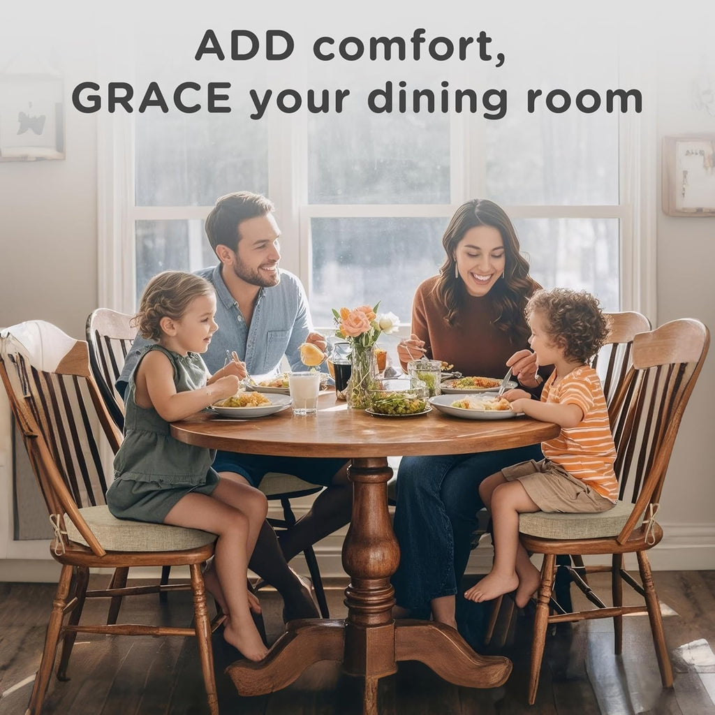 AddGrace Chair Cushions for Dining Chairs Set of 6 Windsor Kitchen Chair Cushions with Removable Textured Cover and Non Slip Bottom Indoor Chair Pads with Ties and Foam (16.5x15.5 Inches Beige)