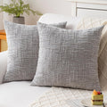Decorative Throw Pillow Covers 20x20 Inch Set of 2, Soft Solid Farmhouse Chenille Couch Pillows, Spring Pillow Covers for Couch Sofa Bed Living Room Home Decor Pillowcase, Light Gray