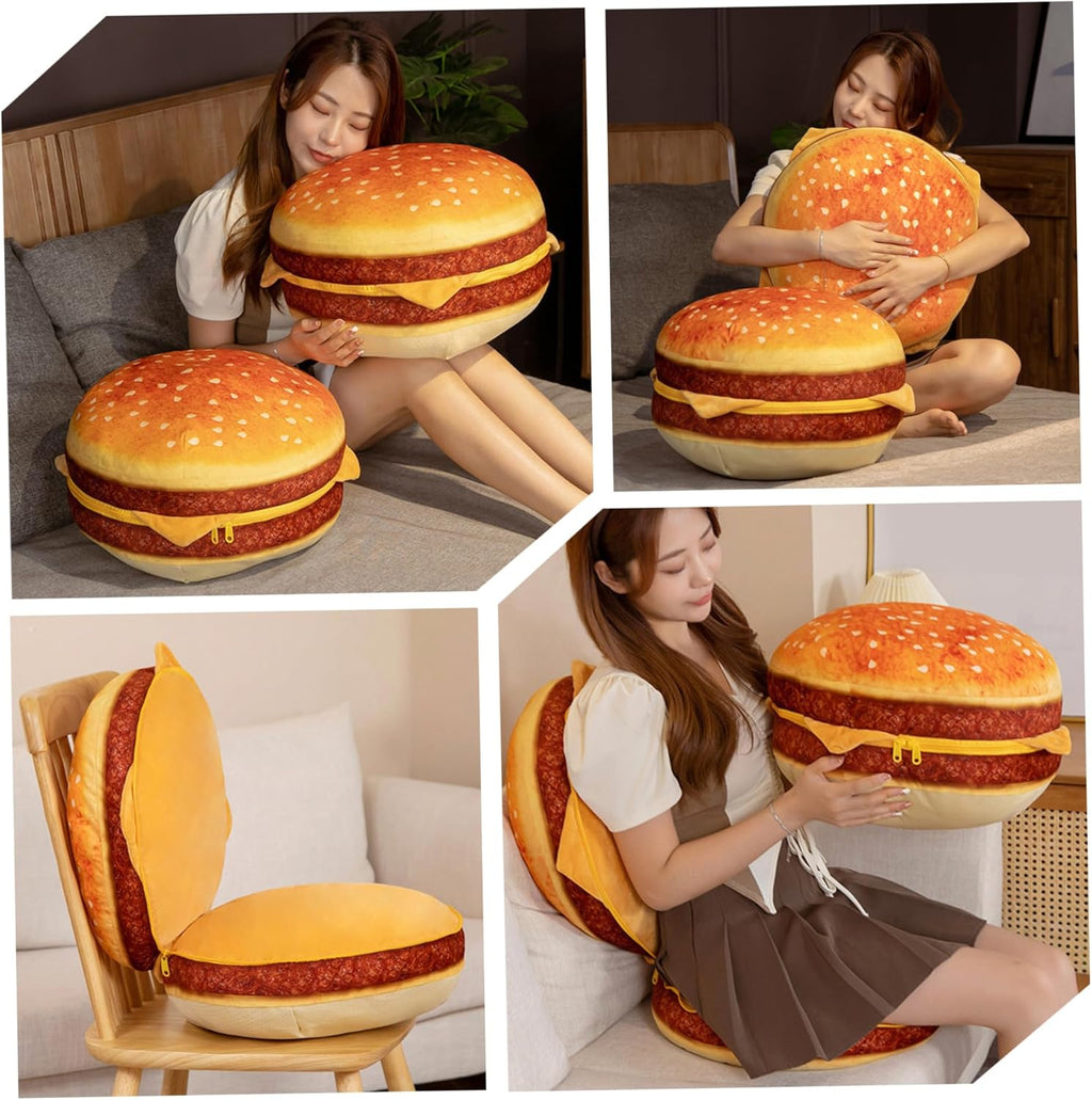 Round Chair Cushions 16x16x12 Inch Cute 3D Simulation Cheeseburger Comfortable Fluffy Soft Floor Cushions for Bedroom School Classroom Couch Sofa Decor Floor Pillows for Sitting
