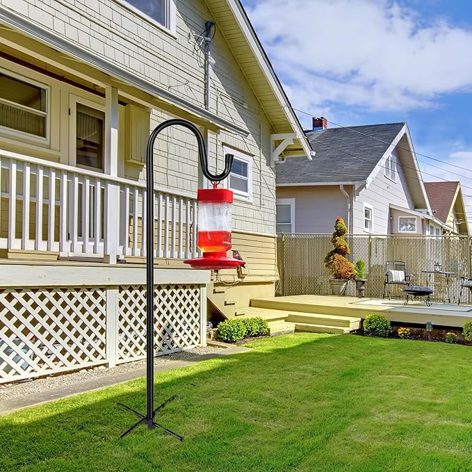 Shepherd Hooks for Outdoor, 2 Pack 94 Inch Bird Feeder Pole with 5 Prongs Base for Hanging Lantern, Hummingbird Feeder, Lightweight Plant, Shepherds Hook for Bird Feeders for Outside