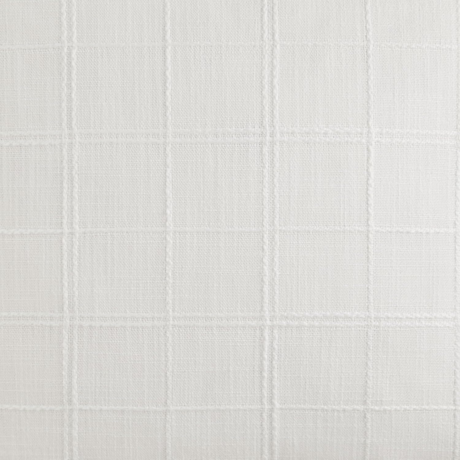 ZeeMart Linen Checked Throw Pillow Covers Set of 2, 20x20 Inch White/Natural White, Farmhouse Decorative Single Sided Grid Embroidered Couch Pillow Cases Cotton Linen Cushion Covers