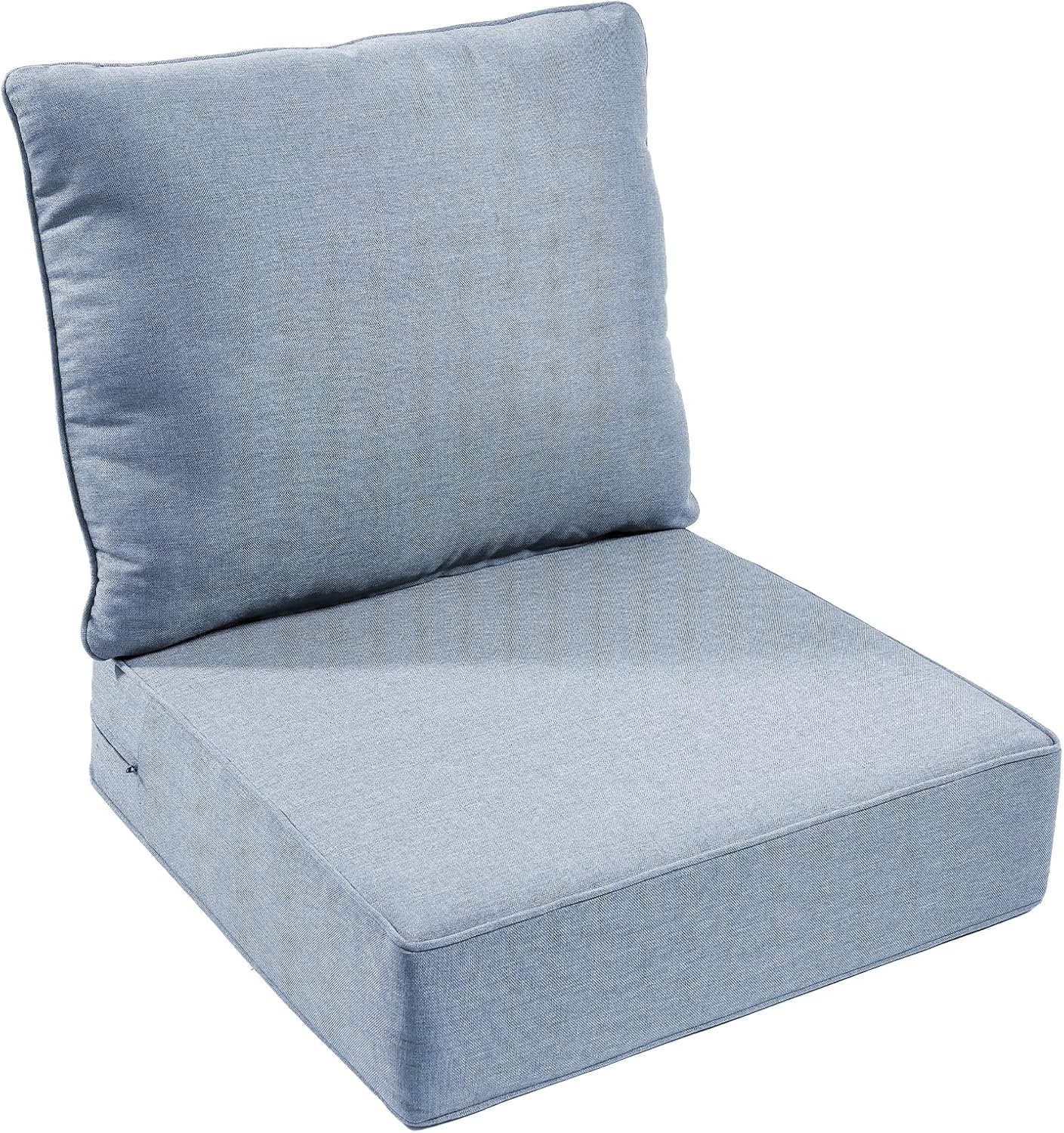 Outdoor Chair Cushion, 6 inch Thick Outdoor Cushions for Patio Furniture, 22x24 Waterproof Patio Chair Cushions, Include 1 Seat Cushion & 1 Back Pillow, Thick/Babyblue