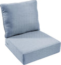 Outdoor Chair Cushion Set, 24x24 Waterproof Patio Chair Cushions, 6" Thickened Seat Cushion for Outdoor Chairs and Couch, Include 1 Back Pillow and 1 Seat Cushion, Thick/Babyblue