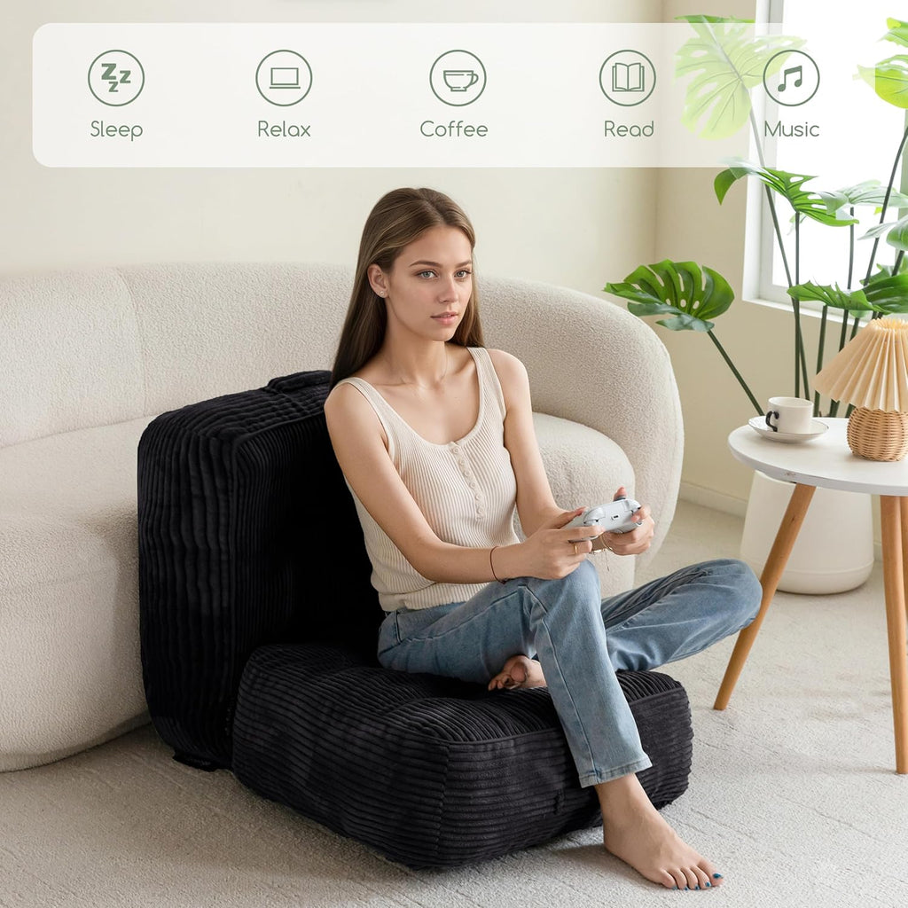 8" Washable Floor Pillow Cushion for Adults, Meditation Cushion Pillow, Large Square Floor Sitting, Removable Tufted Corduroy Cover, for Tatami Living Room or Yoga, 22x22 Inch, Machine Washable