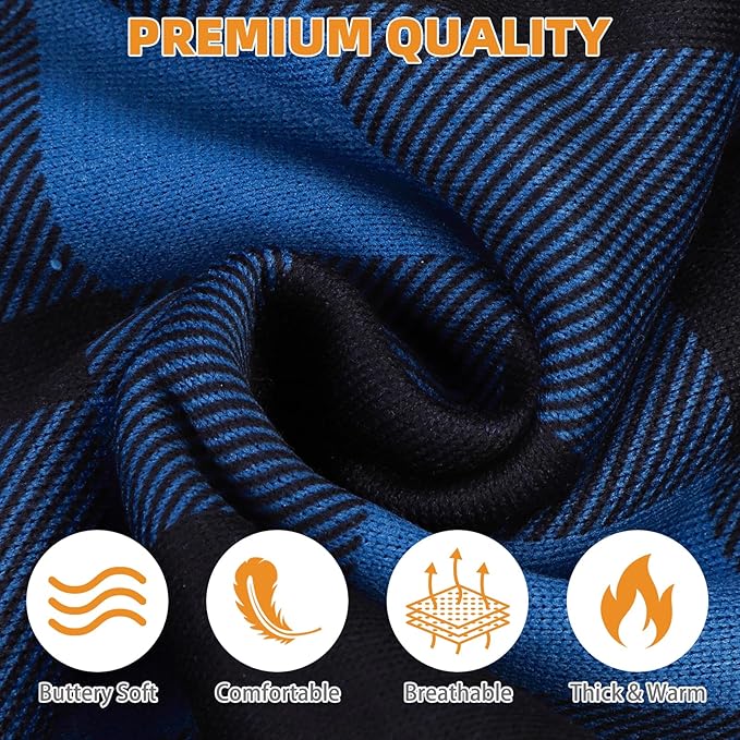 KOOLTAIL Plaid Dog Hoodie Pet Clothes Sweater with Hat and Pocket for Small Medium Large Size Dogs, Soft Winter Warm Dog Cold Weather Coat, Fleece Fall Dog Hooded Sweatshirt for Puppy Cats, Blue XS