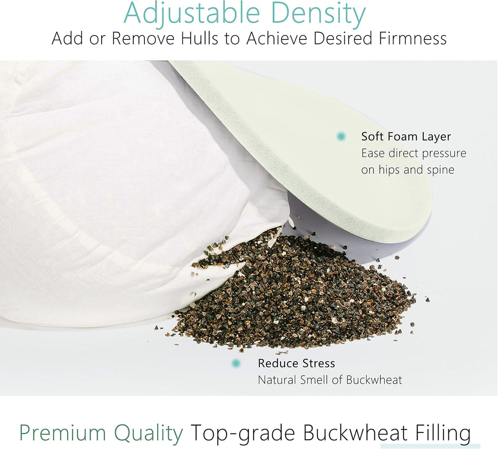 Hihealer Meditation Cushion, Traditional Tibetan Meditation Pillow Velvet Cover - Large Floor Cushion Seating for Adults - Yoga Buckwheat Bolster for Women、Moms