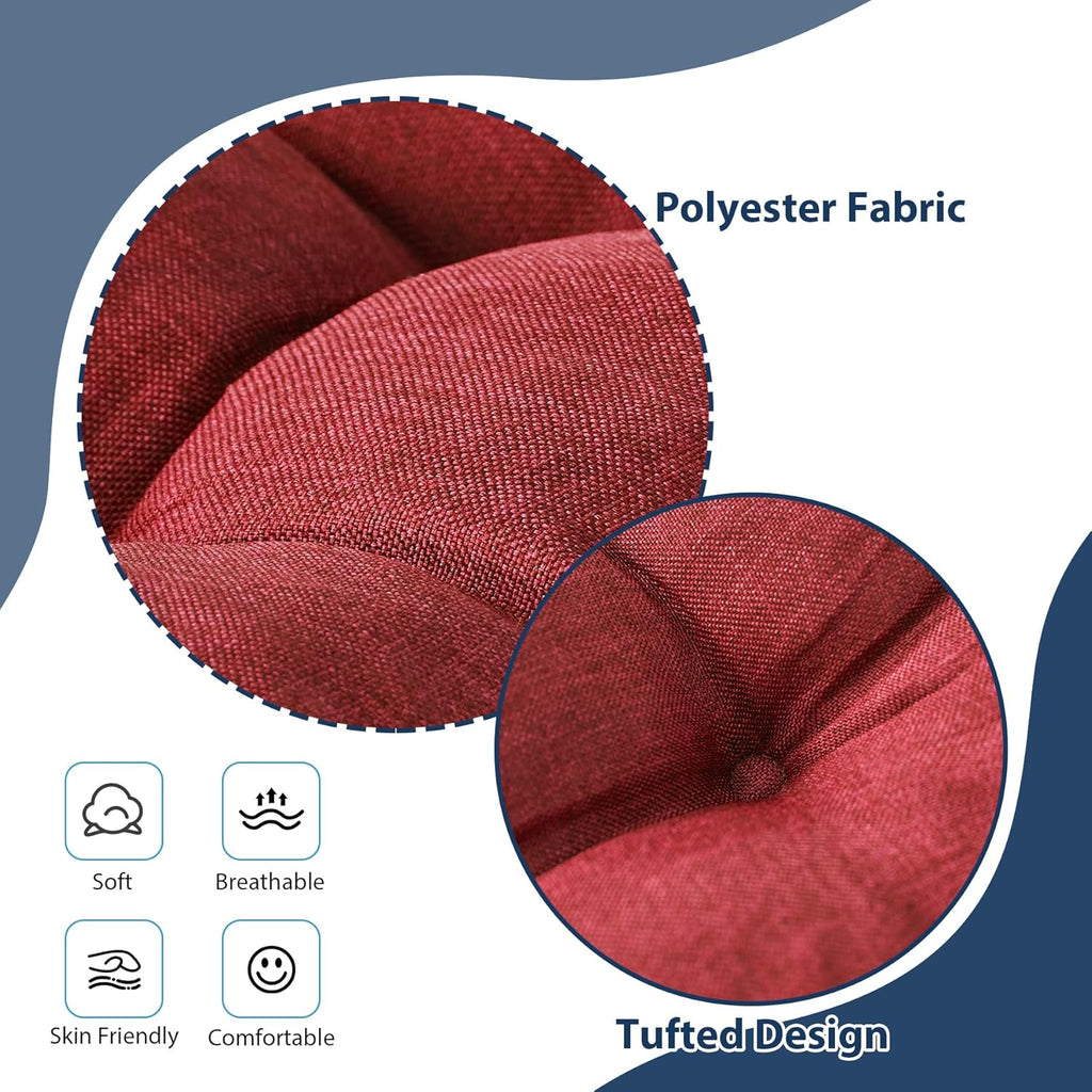 Chair Cushions for Dining Chairs, Seat Cushions for Kitchen Chairs, Indoor Seat Cushions with Ties, Tufted Foam Chair Pads, Non Slip Chair Cushions Set of 6, 15.5" x 15.5" x 4", Red