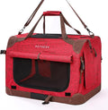 Extra Large Cat Carrier Soft Sided, Portable Small Dog Carrier for 2 Cats, 24"x16.5"x16" Car Travel Folding Comfortable Design, Red