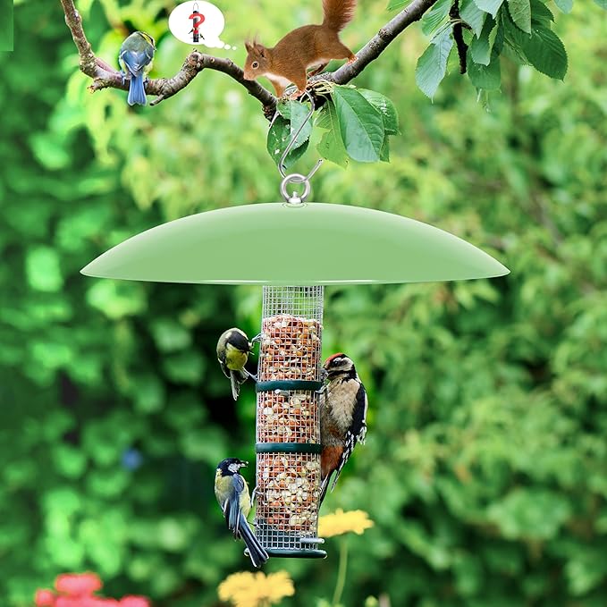 13" Bird Feeder Rain Guard, Hummingbird Feeder Shade Dome Cover, Hanging Baffle for Bird Feeder Pole (Light Green), 4 Pack