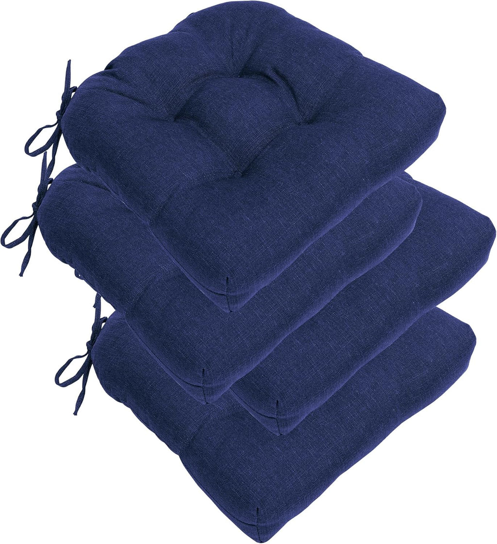 RACE LEAF 4 Pack 19x19 Patio Chair Cushions, Thickened Waterproof Cushions with Stain Resistant Cover and Non-Slip Ties (Navy)