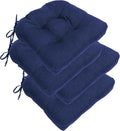 RACE LEAF 4 Pack 19x19 Patio Chair Cushions, Thickened Waterproof Cushions with Stain Resistant Cover and Non-Slip Ties (Navy)
