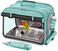 Suertree Bird Carrier Airline Approved, Bird Travel Cage with Indestructible Stainless Steel Mesh, Bird Travel Bag Lightweight and Portable with Water Bottle and Bowl