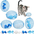 Jecery 5 Pcs Cat Spring Balls Stretchable Springs Toys Rolling Balls Colorful Playful Coils Interactive Spring Action Toy Caged Rats for Kitten Cat Pet Supplies Indoor (Mouse,Blue White)