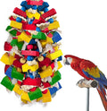 Parrot Toys for Large Birds, Multicolored Wooden Blocks Bird Chewing Toy Parrot Cage Bite Toy for Macaws Cokatoos African Grey and Large Medium Parrot Birds (Block)