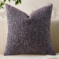 Decorative Couch Throw Pillow Covers 16x16 Purple Striped Soft Wool Pillow Covers Neutral Textured Boho Cushion Covers for Modern Farmhouse Sofa Bedroom Living Room Decor SY011-E16