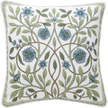 ISAENNE Design Fresh Linen Square Throw Pillow Covers 18"x18", French White Cottage Cushion Covers with Blue Floral Branches Pattern Decor Pillowcases for Bed,Living Room,Outdoor,Car