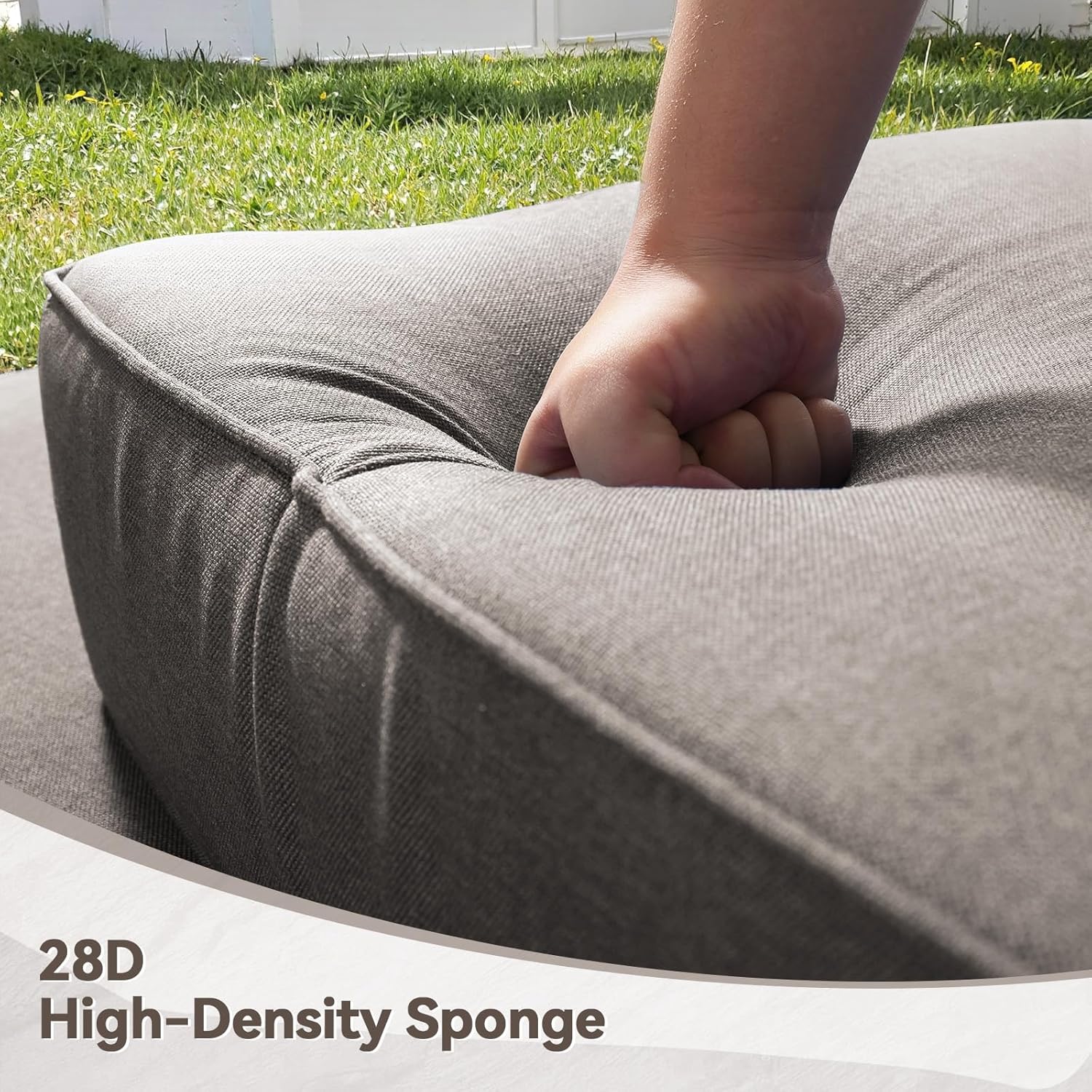 Luxury 6" Outdoor Cushions for Patio Furniture, 24x24x6" Thick Seat Cushion Set of 6, Fade Resistant Couch Chair Replacement Cushions High Density Deep Wicker Chair Cushion w/ Removable Cover Gray