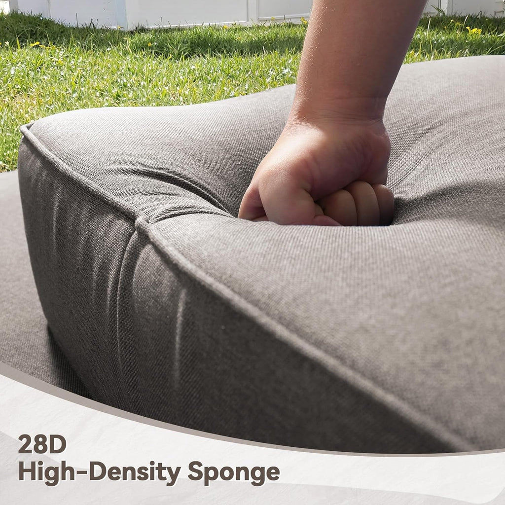 6" Thick Outdoor Cushions 22x24x6, 5-Set Deep Seat Patio Cushions with Removable Cover, Waterproof & Fade Resistant Replacement for Wicker Chair, Loveseat, Sofa - Grey