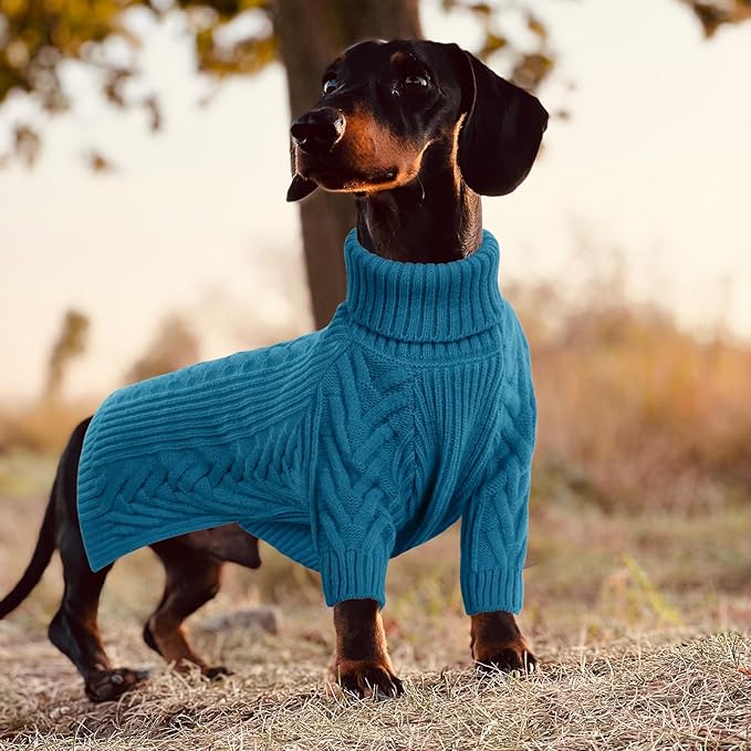 ASENKU XXL Dog Sweater for Extra Large Dogs, Pet Sweatshirt Apparel Turtleneck Pullover Winter Outfits for Pitbull, Labrador Retriever(Teal Blue, 2XL)