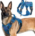 rabbitgoo Tactical Dog Harness for Large Dogs, No Pull Military Service Vest with Handle & Molle, Easy Control for Training Walking, Adjustable Reflective Straps, Blue Camo, XL