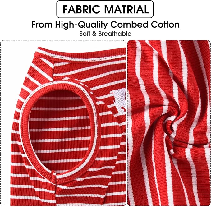 Koneseve Dog Shirt Vest Lightweight Stretchy Dog T-Shirts Soft Cool Shirts Sleeveless Stripe Vests Breathable Clothes for Puppy Kitty Cats Small Medium Large Dogs 2 Pack Red + Blue [ 2XL ]