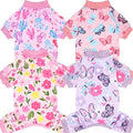 XPUDAC 4 Pack Dog Pajamas Soft Strechy Summer Dog Pjs Puppy Clothes for Small Medium Dogs Boy Girl Cat Pet Outfits, M