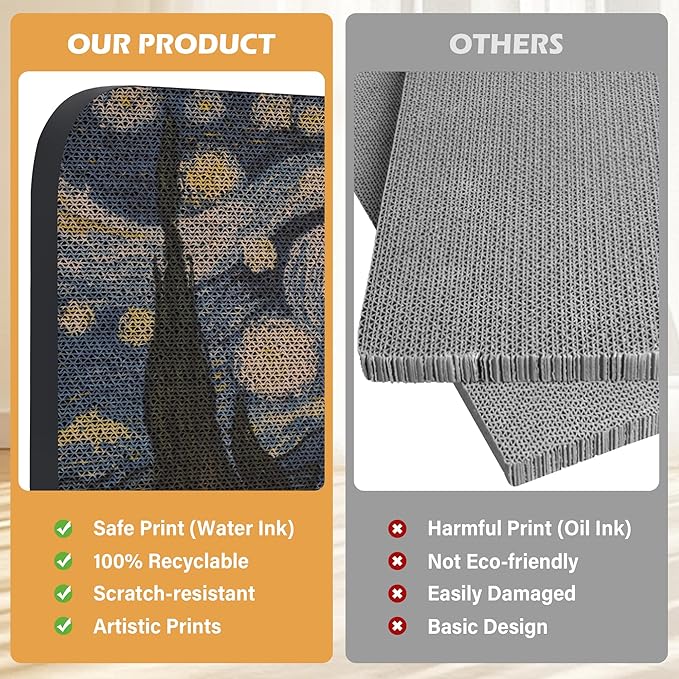 2 Packs Art Cat Wall-Mountable Scratching Board 16.7x11x1 Inch Cat Wall Scratch Pad and Scratcher for Indoor Cats Furniture Protector (Series1)