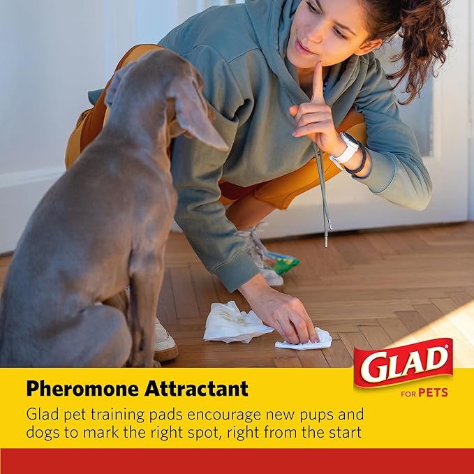 Glad for Pets Activated Carbon Anti-Microbial Dog Training Pads with Odor Eliminator - Ultra Absorbent Pee Pads for Dogs, Heavy Duty Indoor Pee Mats, Puppy Essentials, 23" x 23", 30 Count