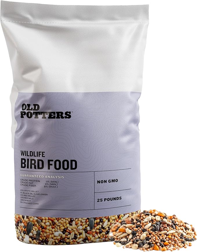 Wild Bird Seed Blend – Non-GMO, Natural Mix with Millet, Milo, Sunflower, Corn & Wheat – Attracts Ground-Feeding Birds – 25 lb