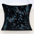 Alerfa Black Throw Pillow Cover 18x18 Inch, Square Cut Velvet Maple Leaf Embroidery Luxury Farmhosue Accent Decorative Pillow Cover for Couch Living Room Bedroom