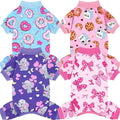 XPUDAC 4 Pieces Dog Pajamas Soft Strechy Puppy Onesies Pet Clothes for Small Medium Dogs Boy Girl Cat Pet Outfit, 153-S