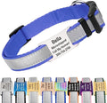 GoTags Reflective Personalized Dog Collar with Nameplate, Adjustable Dog Collar with Custom Engraved Steel Slide On Pet ID Tag, Silent, No Noise Dog Tag for Large Medium or Small (Lavender, Small)