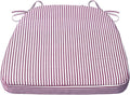 AAAAAcessories D-Shaped Chair Cushions, 2" Thick Dining Chair Pads with Ties and Removable, Machine-Washable Cover, 17" x 16", Pinstripe Red