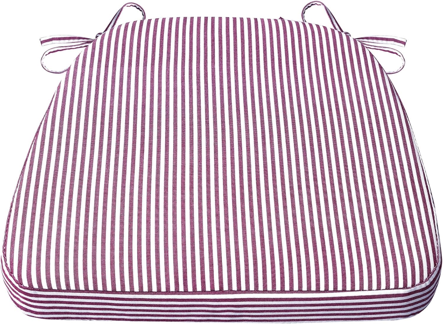 AAAAAcessories D-Shaped Chair Cushions, 2" Thick Dining Chair Pads with Ties and Removable, Machine-Washable Cover, 17" x 16", Pinstripe Red