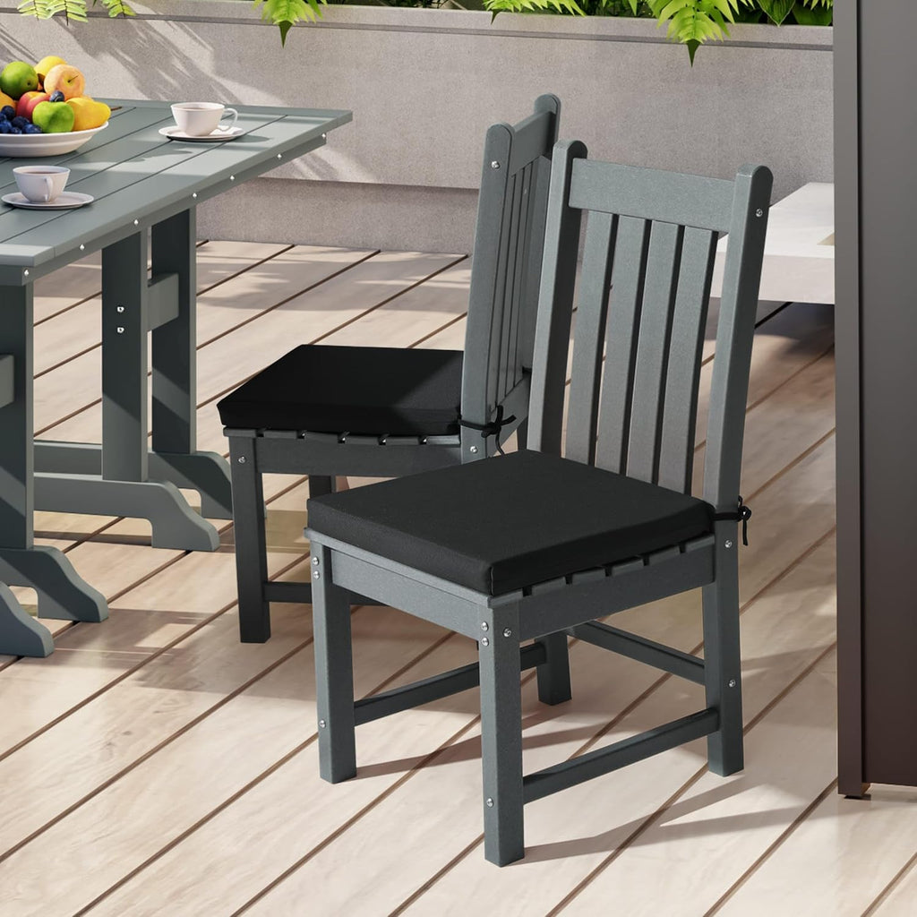 WestinTrends Solace Outdoor Patio Kitchen Dining Chair Square Seat Cushions Set of 4, 16 x 15, Black