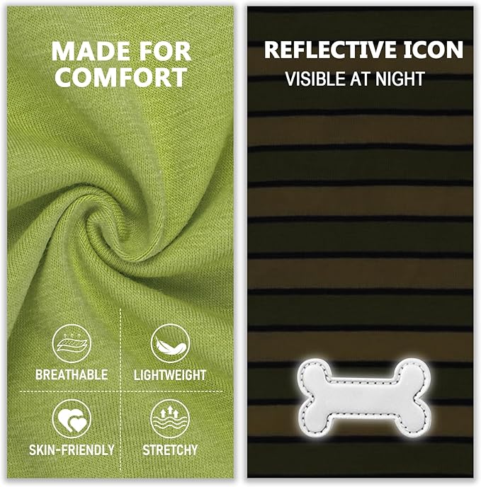 KYEESE 2Pack Dog Shirts Striped T Shirt for Large Dogs Lightweight Clothes Sleeveless Vest Cotton Tank Top, XXX-Large,Green+Striped