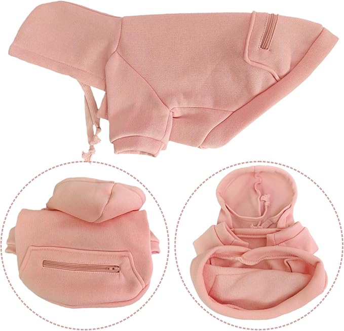 Jecikelon Pet Dog Cold Weather Coat with Pocket Winter Dog Hoodie Warm Puppy Clothes for Small Dogs Chihuahua Clothing (Pink, Small)