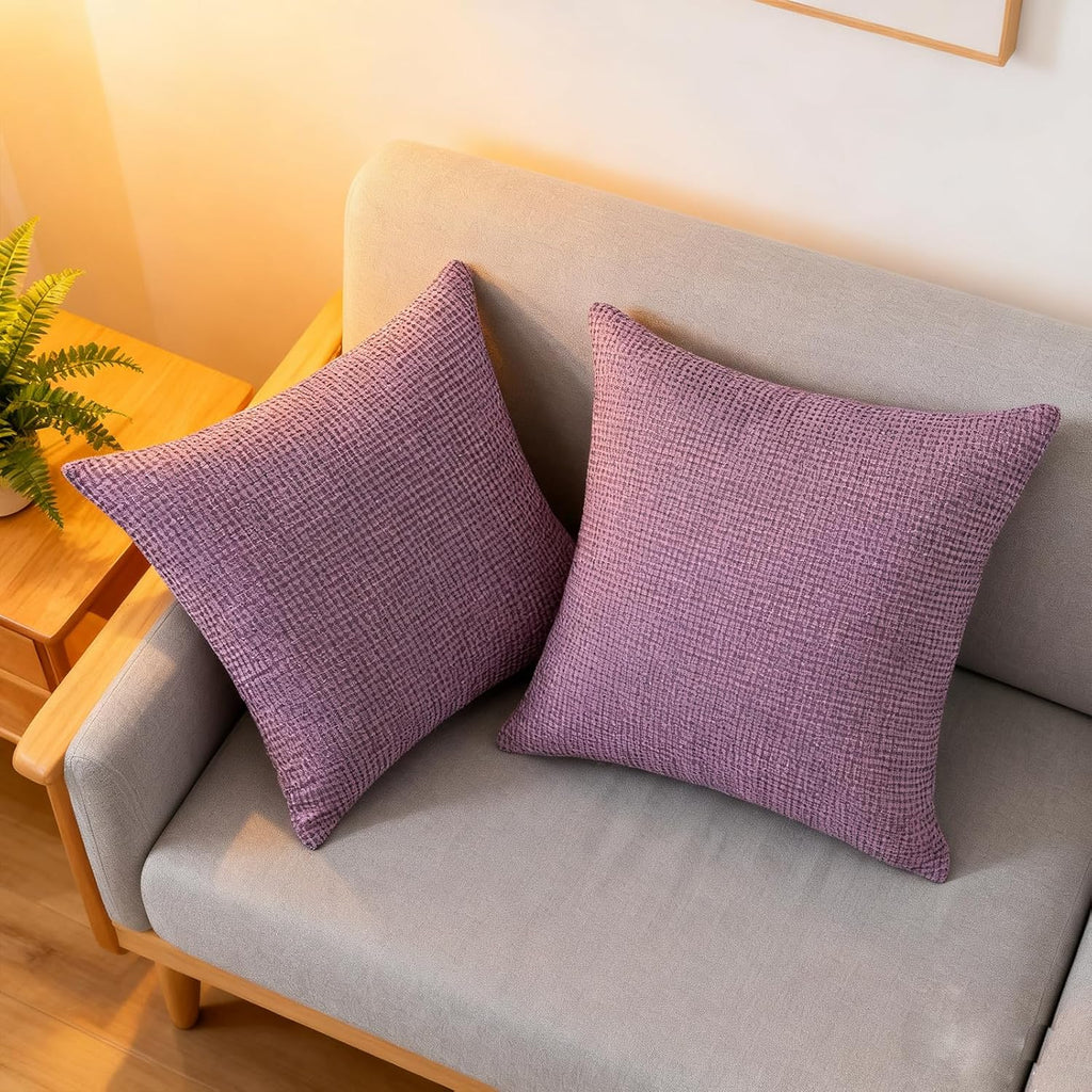 Throw Couch Pillow with Insert 18x18 Inches Set of 2 Square, Cute Modern Home Fall Decor for Living Room Sofa Bed Cushion Accent Case, Anthropologie Style Home Decor (Romantic Pink #P2-21)