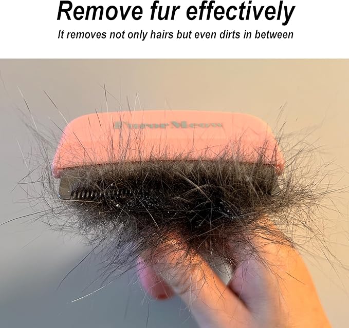 Pet Deshedding Tool with Curve Blade, Cat Grooming Brush, Tight V-shaped Teeth Shedding Comb for Cats and Dogs (Pink, Small)